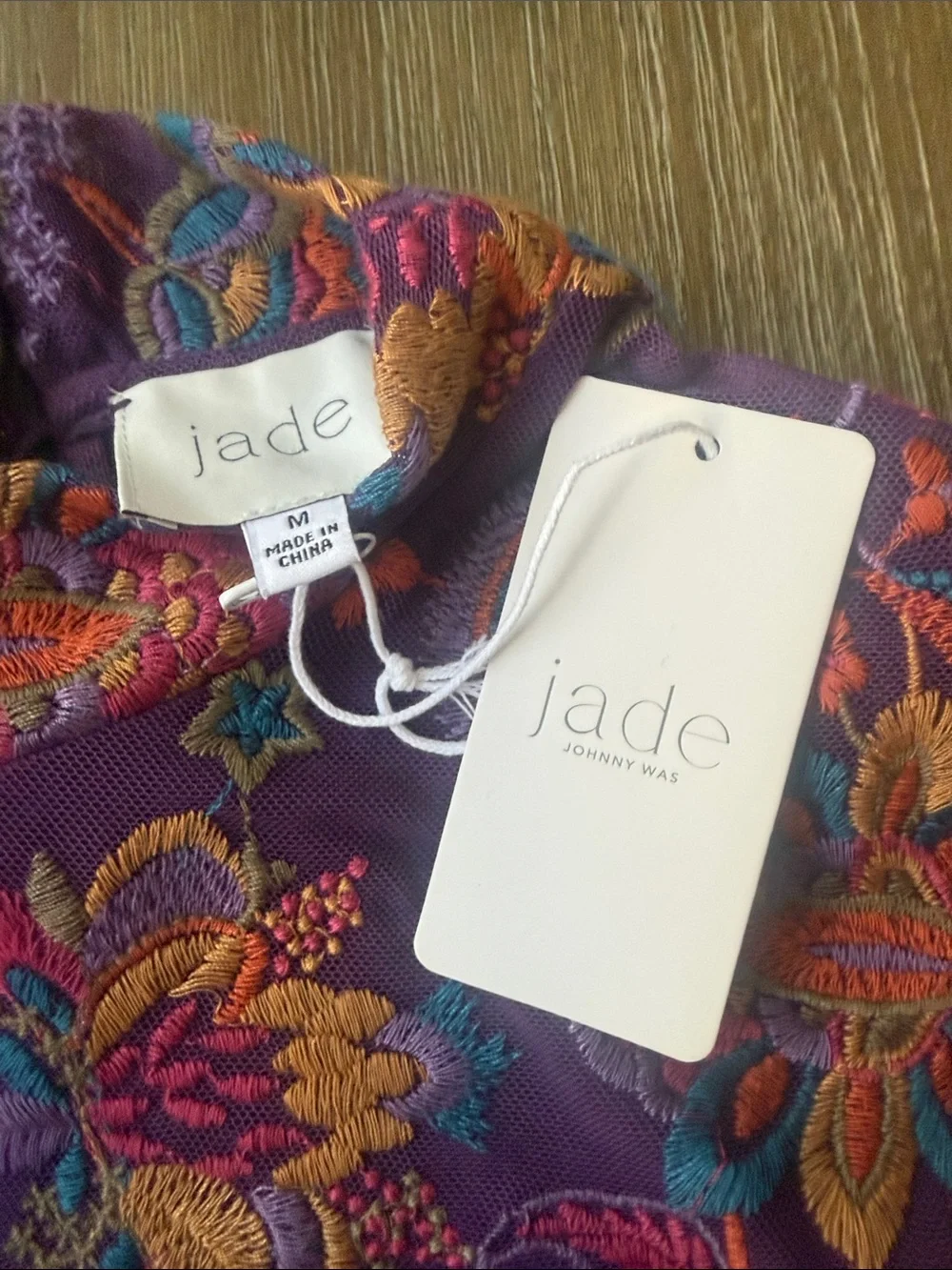 Jonny Was Jade Multicolor Rebecca Embroidered Purple Blouse - Picture 2 of 14